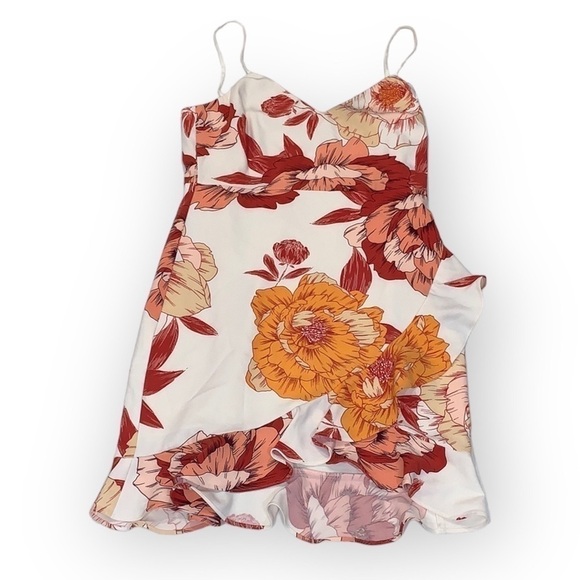 GUESS Juleah Mini Floral Dress in Radiant Poppy Print Ivory size 8 - Picture 3 of 16